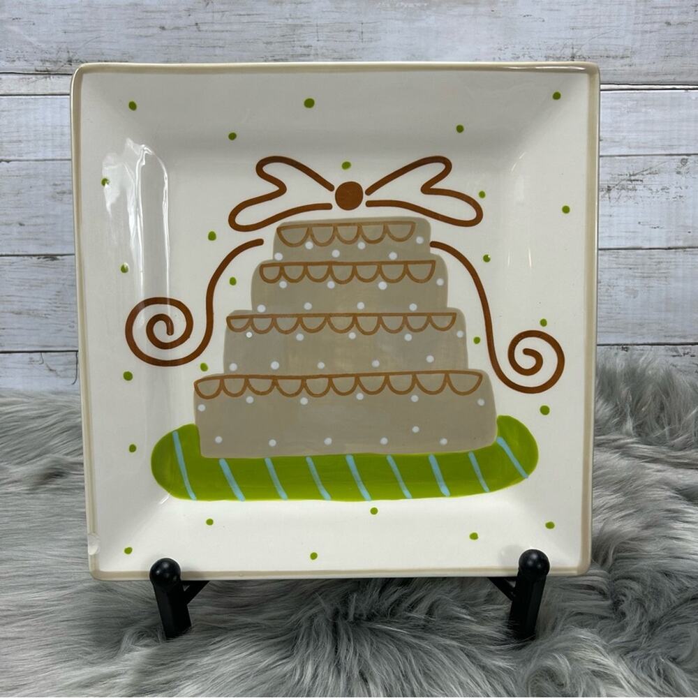 Retired Coton Colors Wedding Cake Ceramic Plate 12 Inch WED-12SQP-CAKE